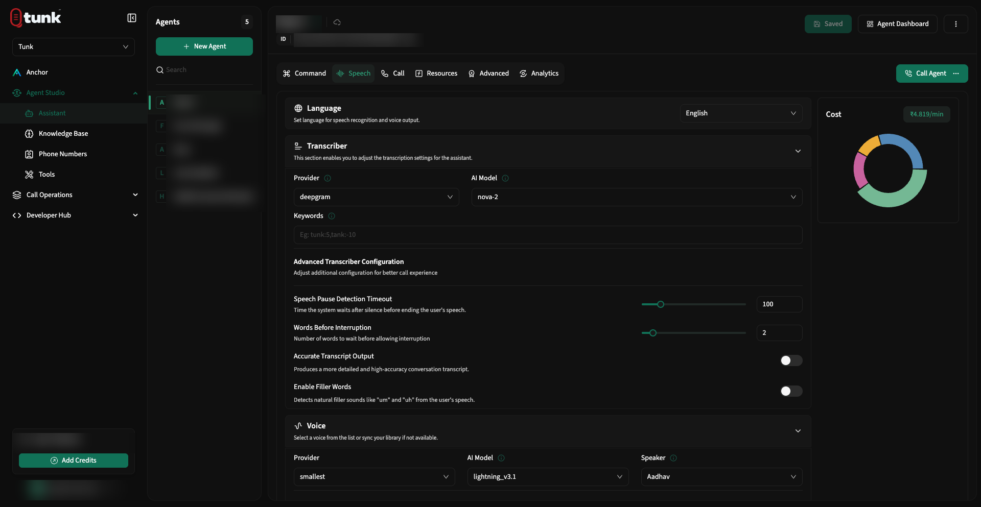 Assistant Speech Settings