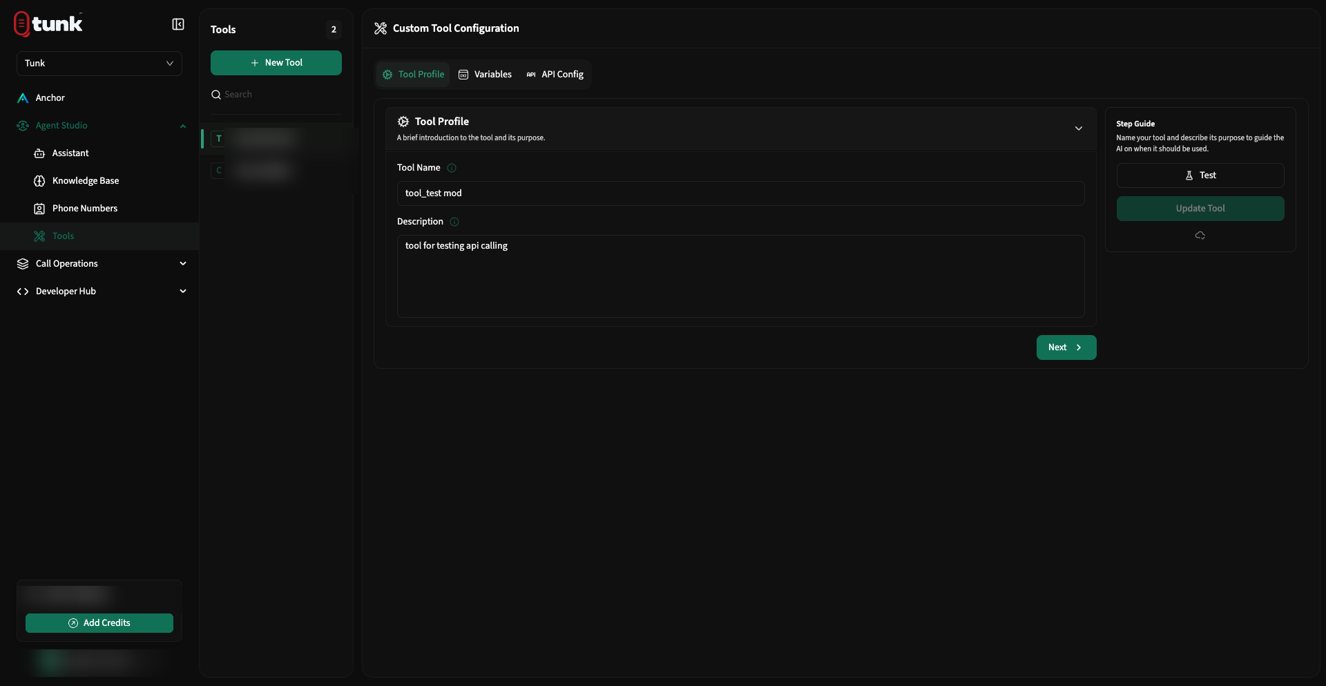 Tool Profile Setup