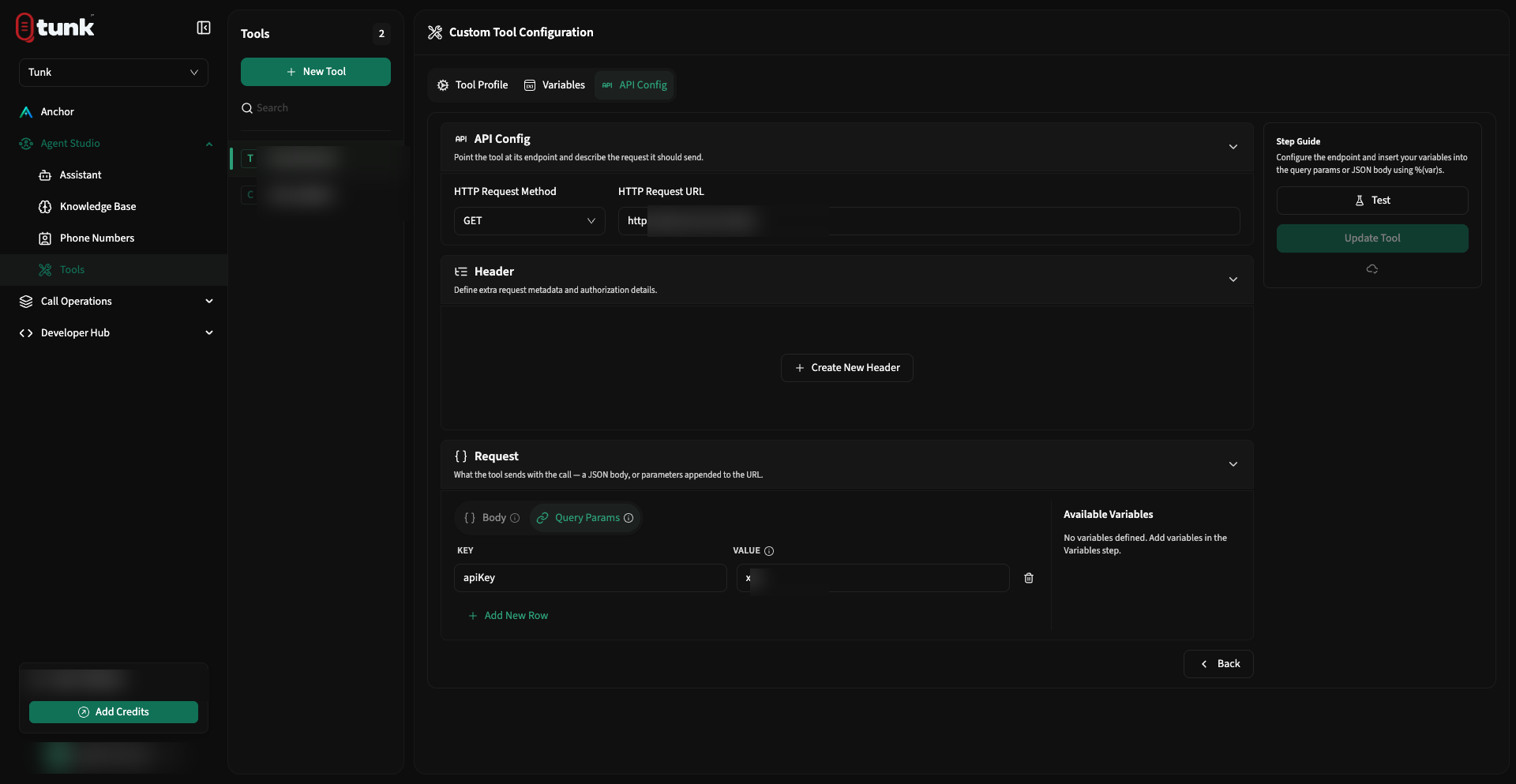 Tool API Config Setup