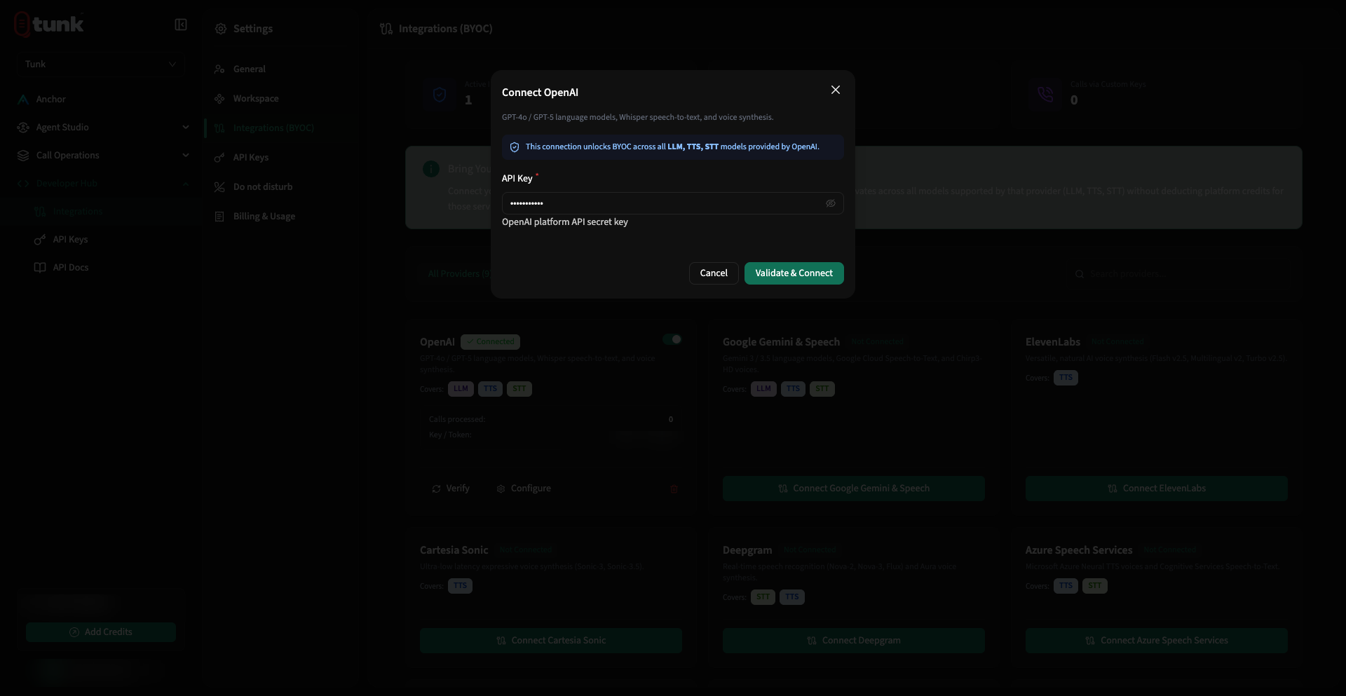 BYOC Credential Connection Modal